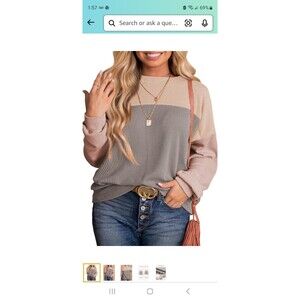 EVALESS Womens Long Sleeve Crewneck Shirts Tops Color Block Lightweight...